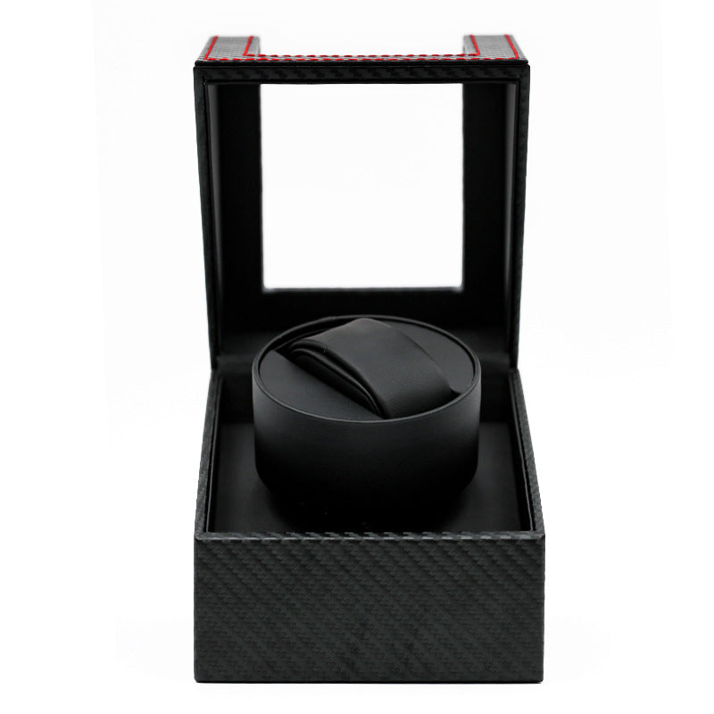 Single Watch Winder in Black Leather, Quiet Japanese Mabuchi Motor, Battery not Included Powered or AC Adapter